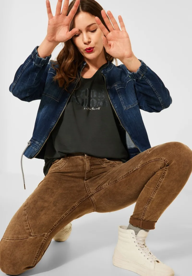 Street One Shirts*Glitter Wording Shirt bassy olive