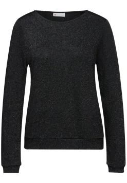Street One Shirts*Glitzer Strick-Look Shirt Black