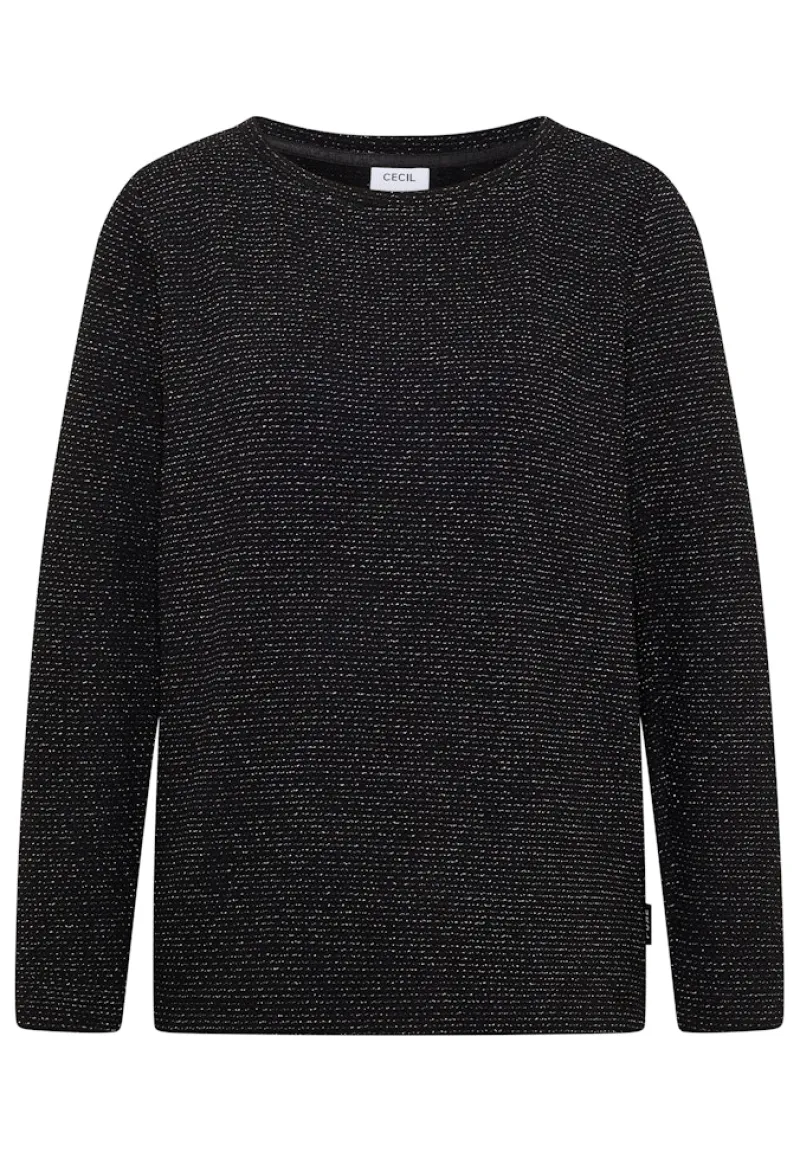Cecil Shirts*Glitzer Strukturshirt Black
