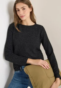 Cecil Shirts*Glitzer Strukturshirt Black
