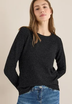 Cecil Shirts*Glitzer Strukturshirt Black