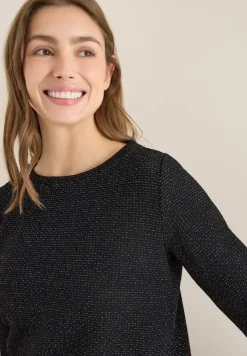 Cecil Shirts*Glitzer Strukturshirt Black