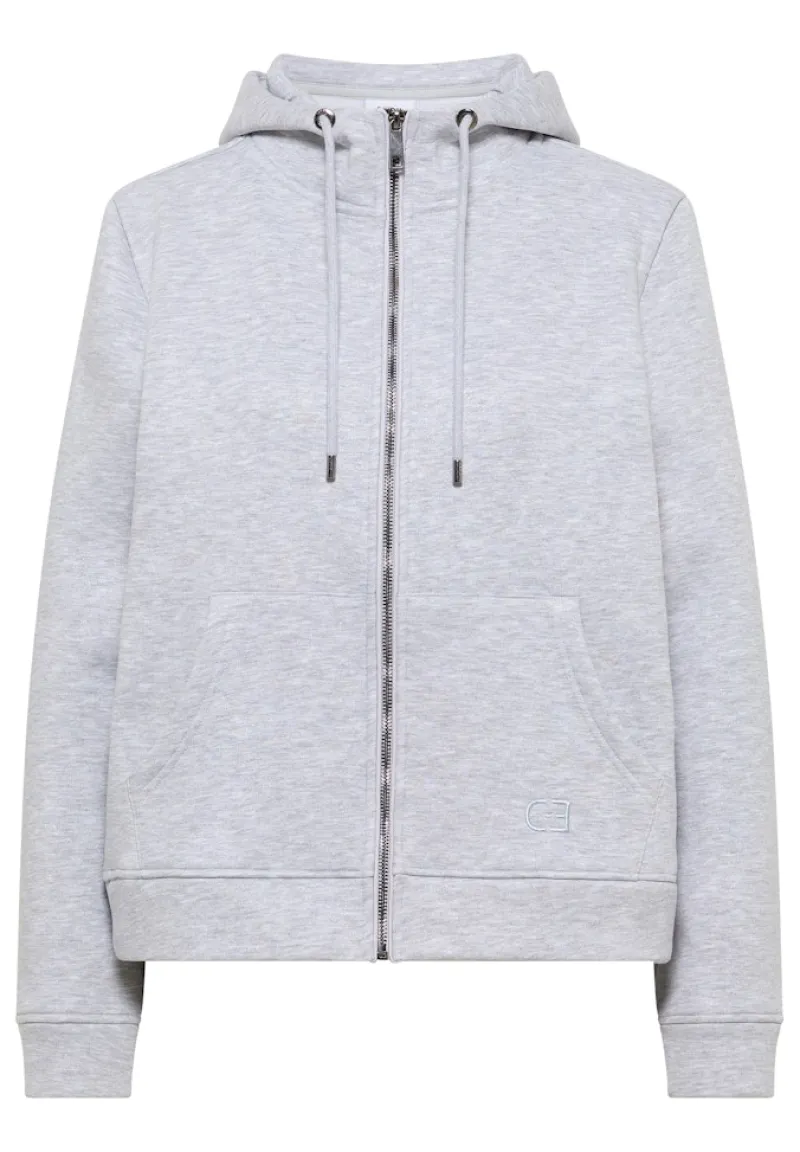 Cecil Pullover & Sweatshirts*Glitzernde Hoodie Sweatjacke luna grey melange
