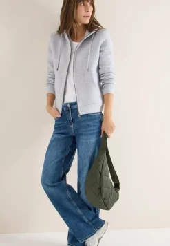 Cecil Pullover & Sweatshirts*Glitzernde Hoodie Sweatjacke luna grey melange