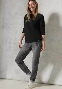 Cecil Shirts*Glitzerndes Ottoman Shirt Black