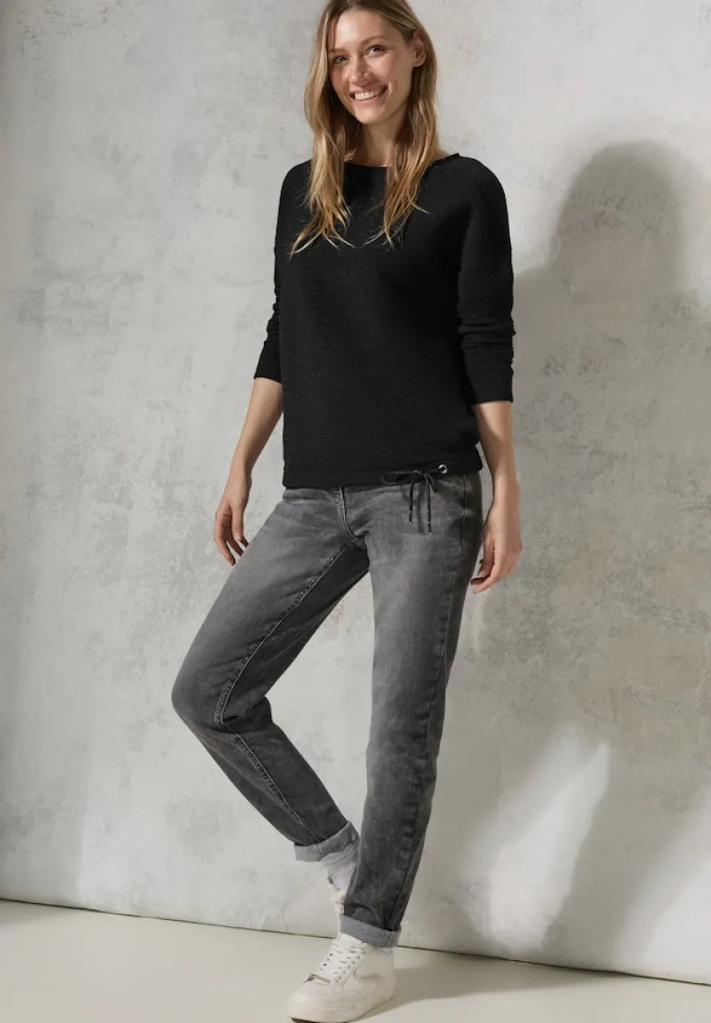 Cecil Shirts*Glitzerndes Ottoman Shirt Black