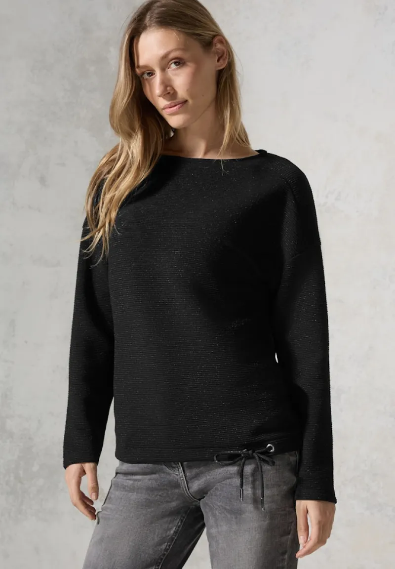 Cecil Shirts*Glitzerndes Ottoman Shirt Black