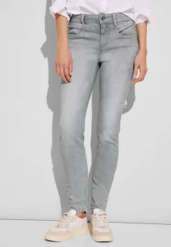 Street One Jeans*Graue Slim Fit Jeans light grey random wash
