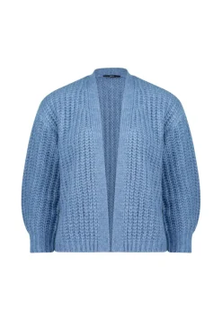 Zero Pullover & Sweatshirts*Grobstrickjacke offener Style middle blue melange