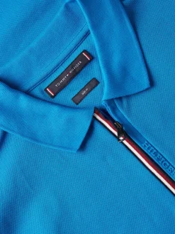 Tommy Hilfiger Shirts*GS ZIP RWB TIPPED L/S SLIM POLO cerulean aqua