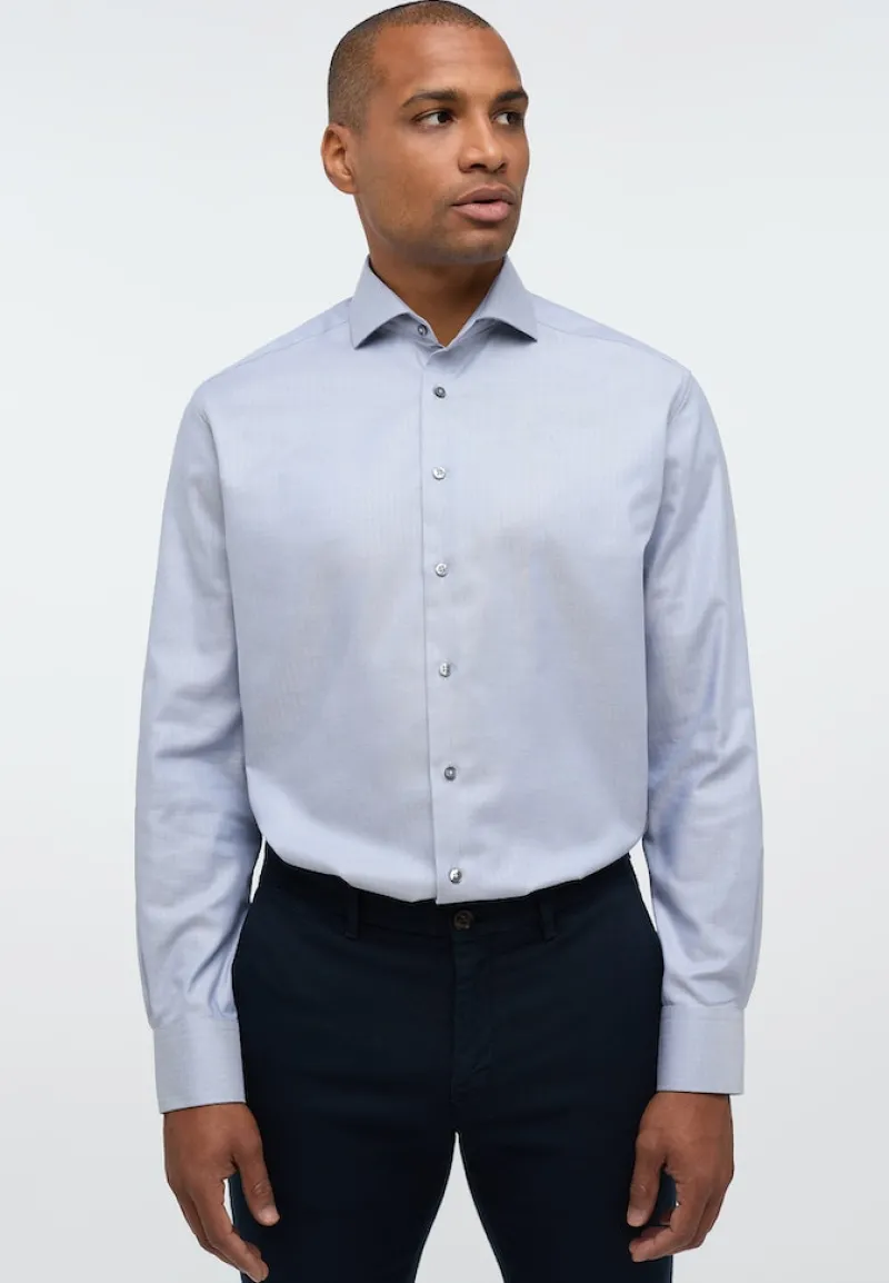 ETERNA Hemden|Big Boys*Hemd Fischgrat Langarm graublau