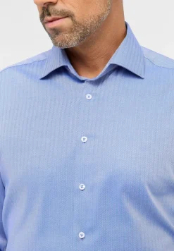 ETERNA Hemden|Big Boys*Hemd Fischgrat Langarm mittelblau