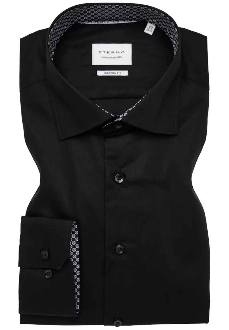 ETERNA Hemden|Big Boys*Hemd Popeline Langarm Schwarz