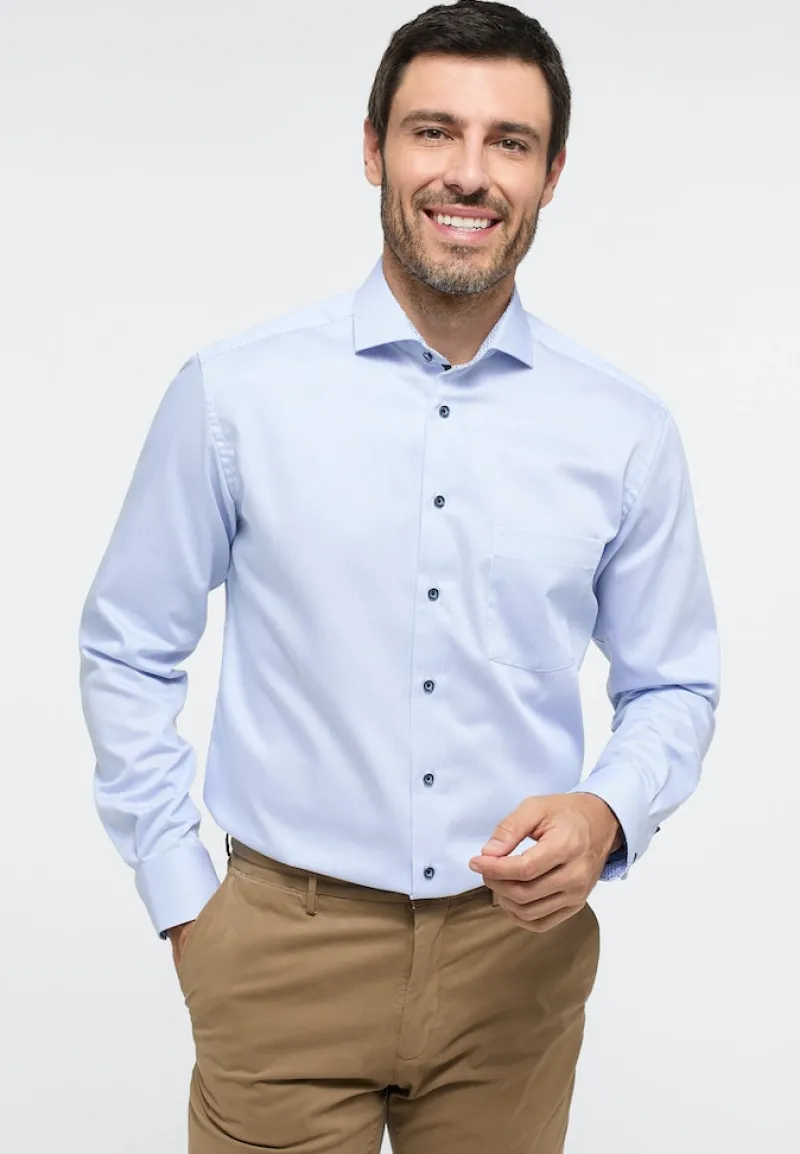 ETERNA Hemden|Big Boys*Hemd Satingewebe Langarm hellblau