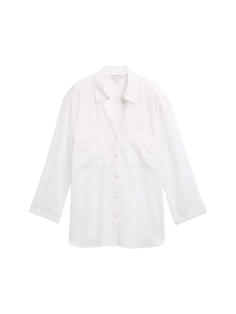 Tom Tailor Blusen*Hemdbluse mit Leinenanteil white