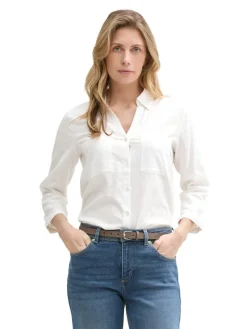 Tom Tailor Blusen*Hemdbluse mit Leinenanteil white