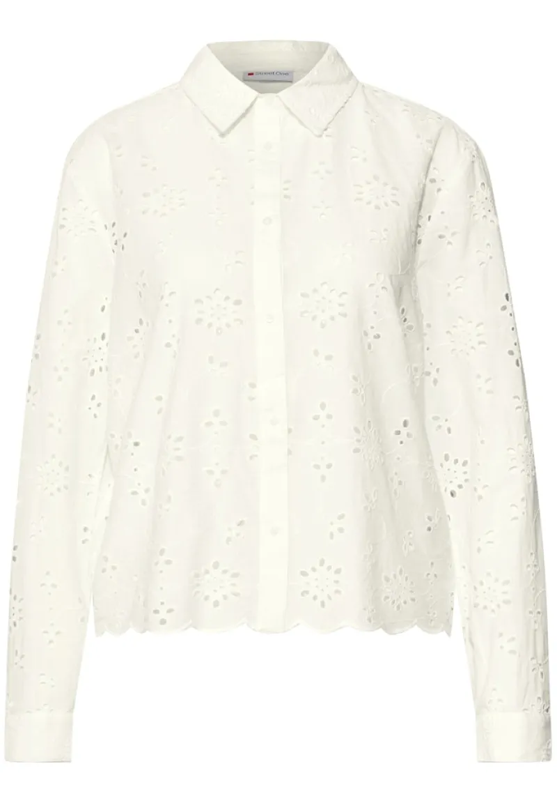 Street One Blusen*Hemdbluse mit Lochstickerei off white