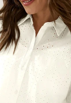 Cecil Blusen*Hemdbluse mit Lochstickerei vanilla white