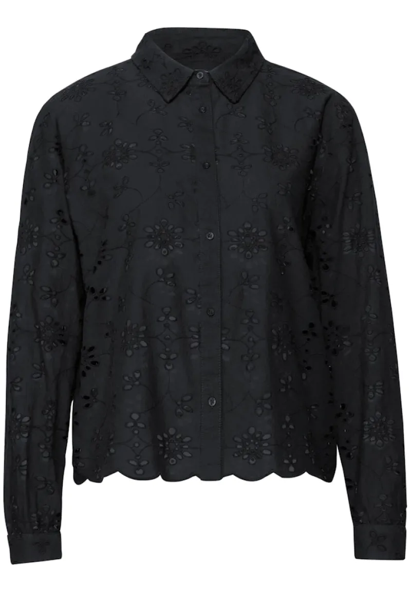 Street One Blusen*Hemdbluse mit Lochstickerei Black