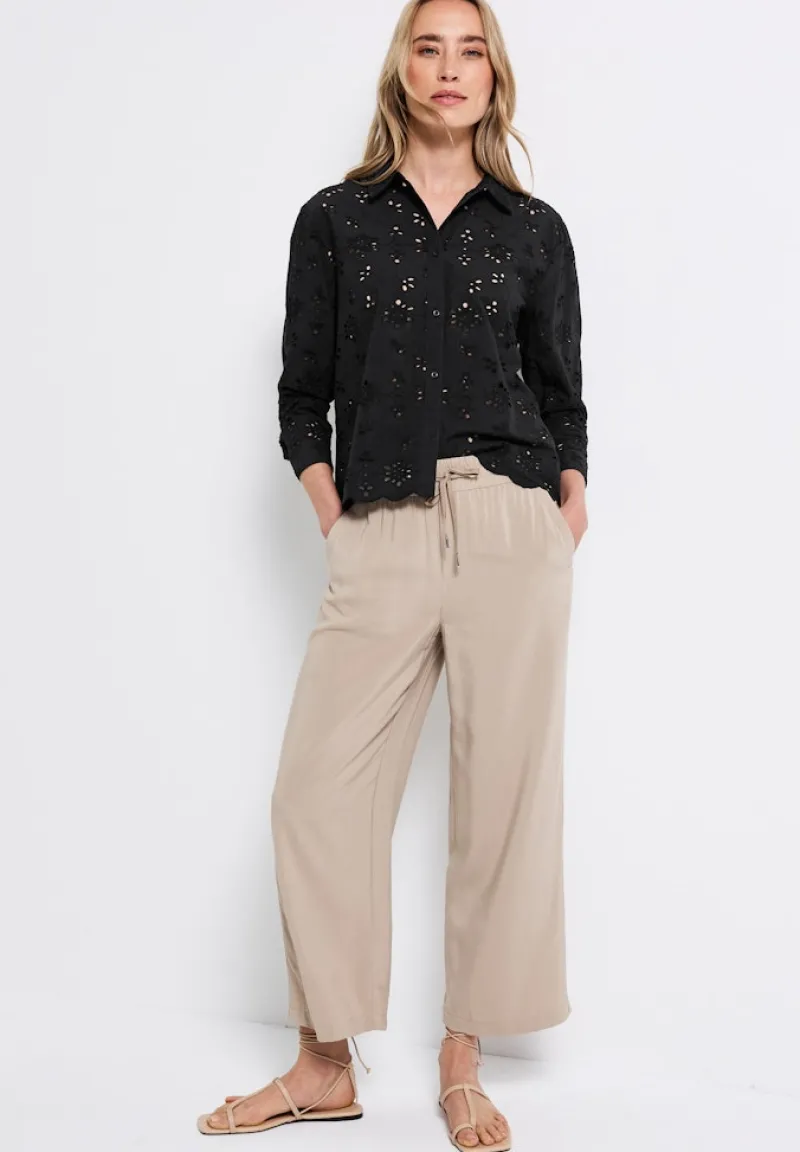 Street One Blusen*Hemdbluse mit Lochstickerei Black