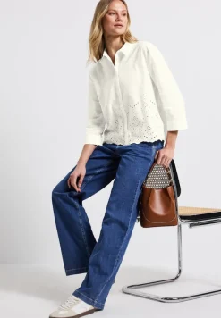 Street One Blusen*Hemdbluse mit Stickerei off white