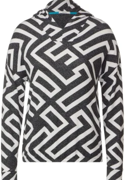 Cecil Shirts*Hoodie Langarmshirt black melange