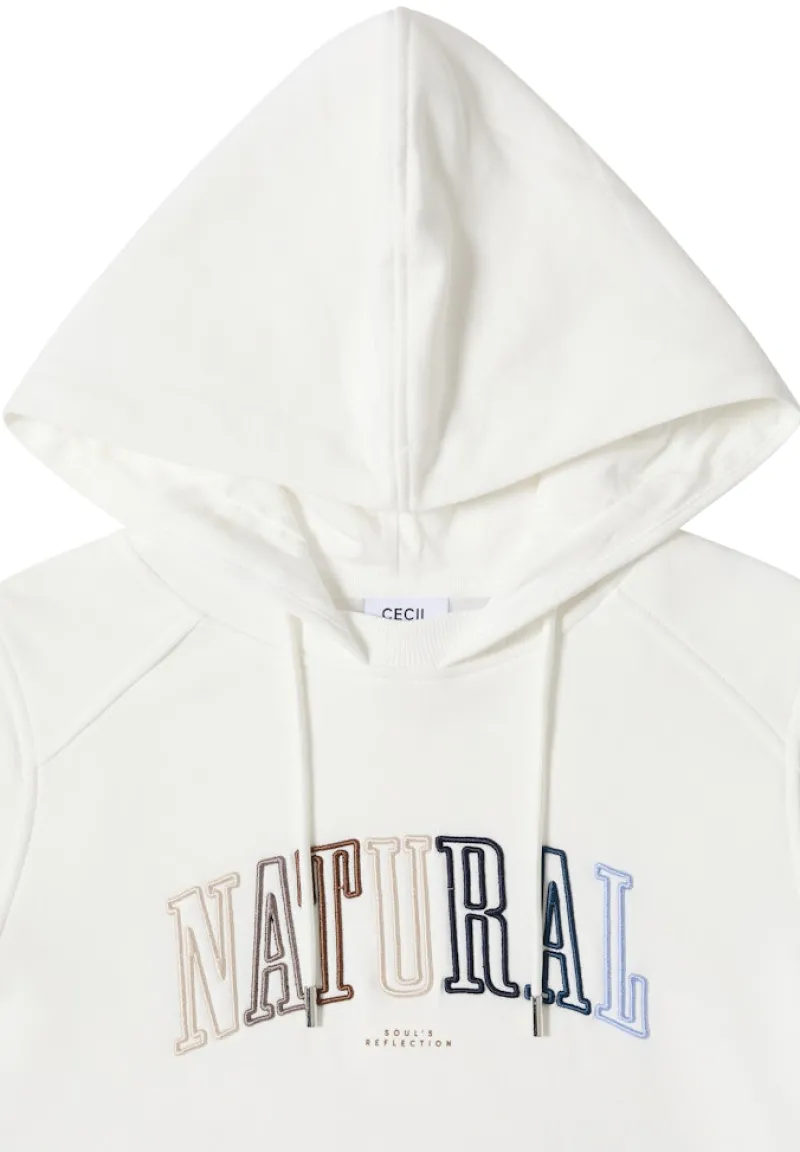 Cecil Pullover & Sweatshirts*Hoodie mit Wording vanilla white