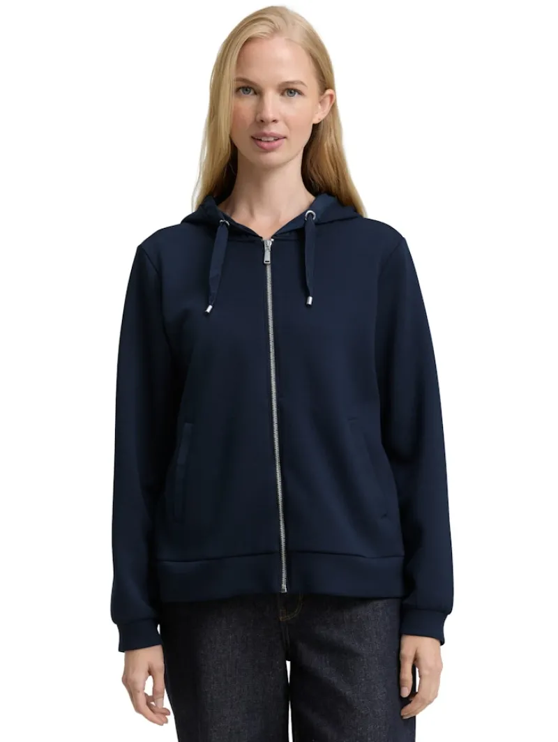 Tom Tailor Pullover & Sweatshirts*Hoodie Sweatjacke aus Scuba sky captain blue