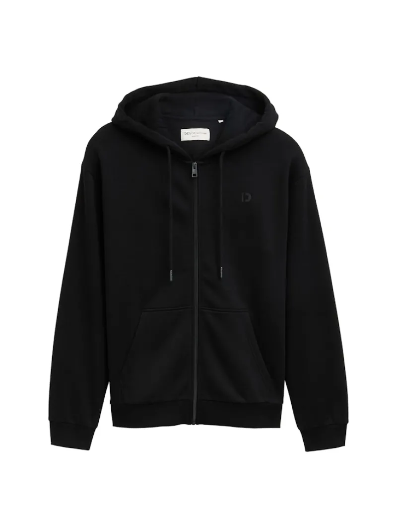 Tom Tailor Denim Pullover & Sweatshirts*Hoodie Sweatjacke mit Logo-Print Black