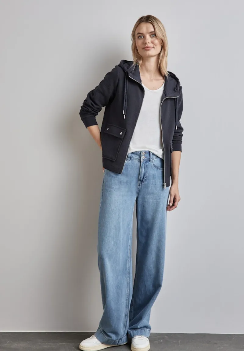 Street One Pullover & Sweatshirts*Hoodie-Jacke night sky blue