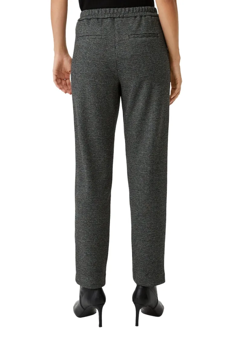 Comma Hosen*Hose mit Pepita-Muster Schwarz