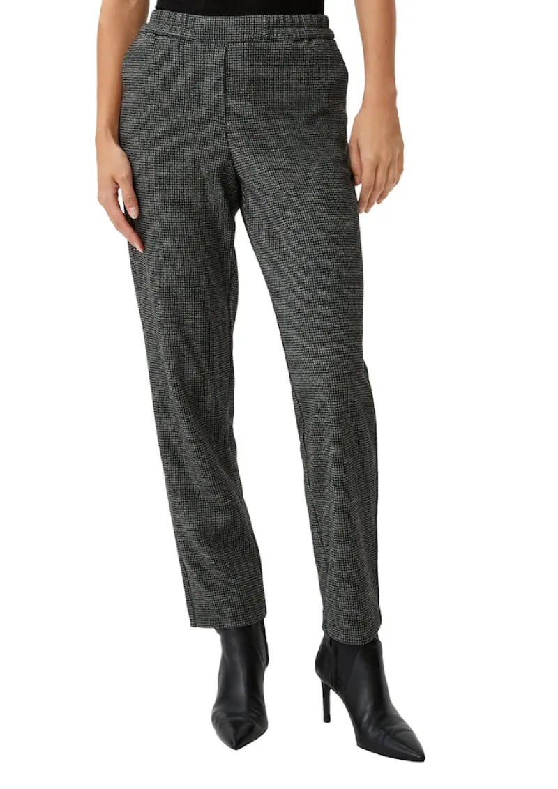Comma Hosen*Hose mit Pepita-Muster Schwarz