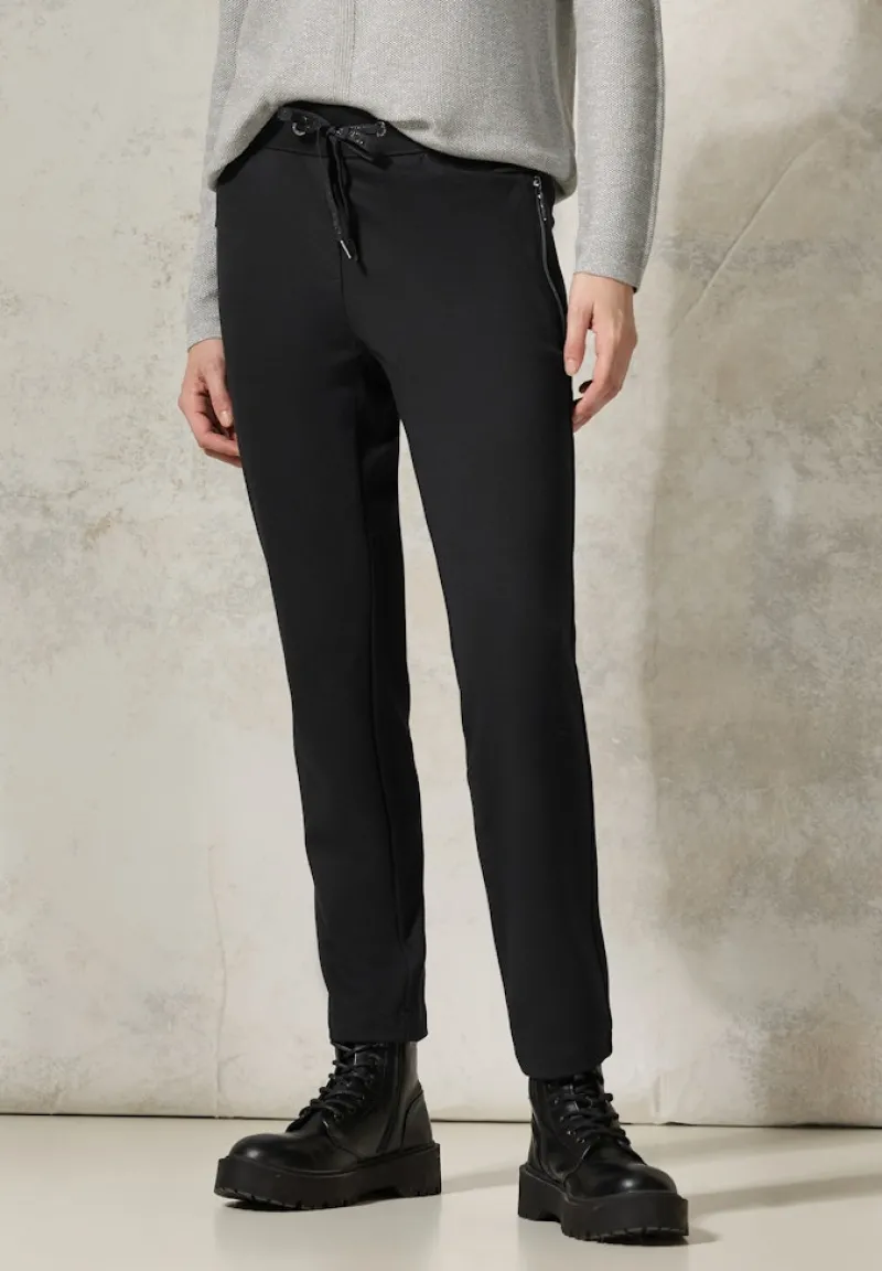 Cecil Hosen*Hose mit Zipper Details Black