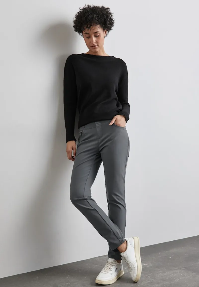 Street One Hosen*Hose mit Zipper Details storm grey