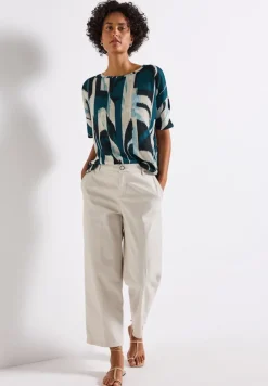 Street One Shirts*Ikat Print Crinkle Shirt tide blue