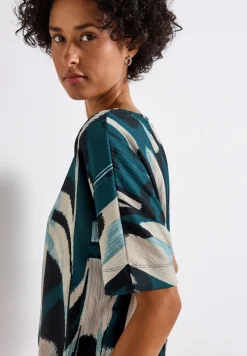 Street One Shirts*Ikat Print Crinkle Shirt tide blue