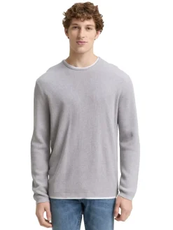 Tom Tailor Denim Pullover & Sweatshirts*2-in-1 Strickpullover aus Baumwolle light stone grey melange