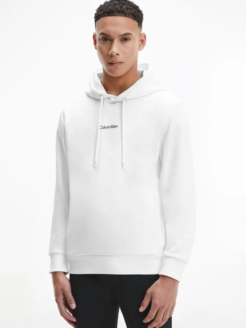 Calvin Klein Pullover & Sweatshirts*INTERLOCK MICRO LOGO HOODIE Bright White