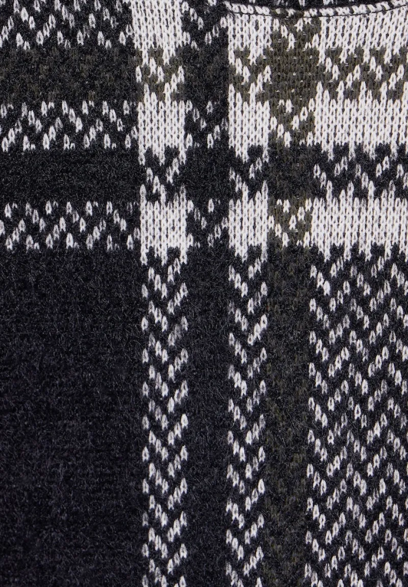 Cecil Shirts*Jacquard Karoshirt Black