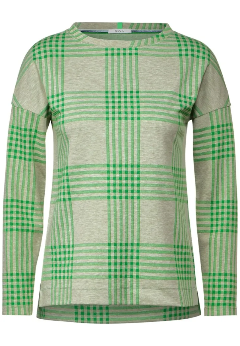 Cecil Shirts*Jacquard Karoshirt Celery Green