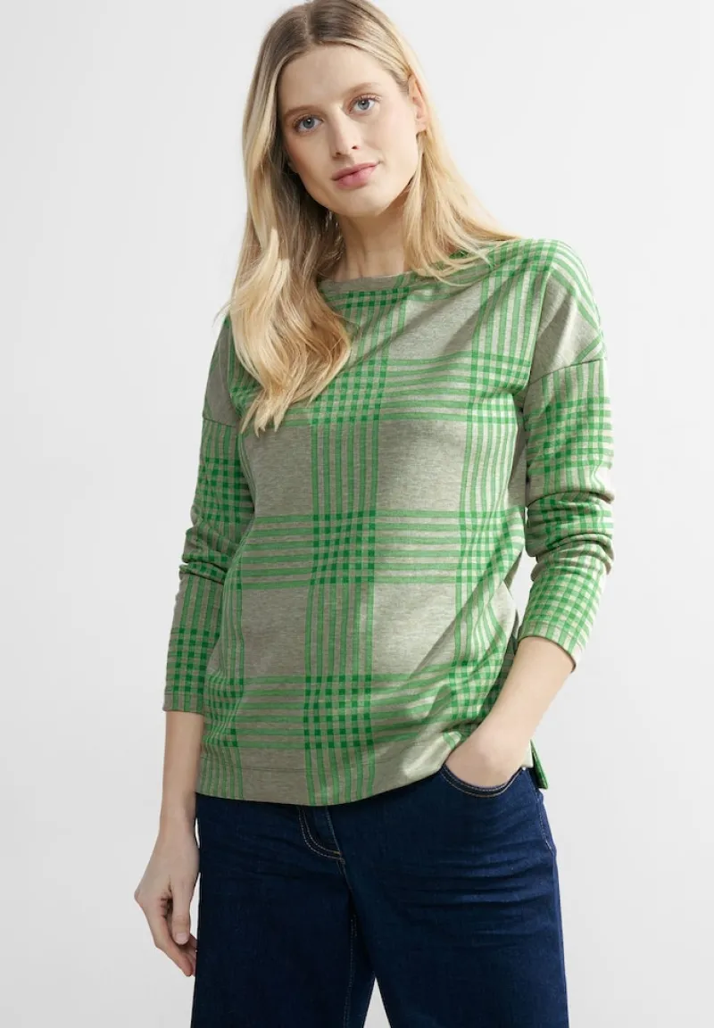 Cecil Shirts*Jacquard Karoshirt Celery Green