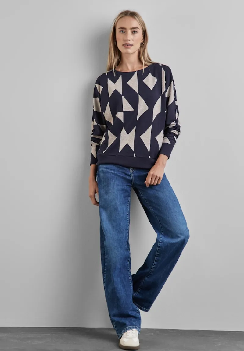 Street One Shirts*Jaquard-Shirt night sky blue