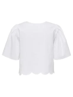 JDY Blusen*ALICE S/S TIE TOP WVN Bright White