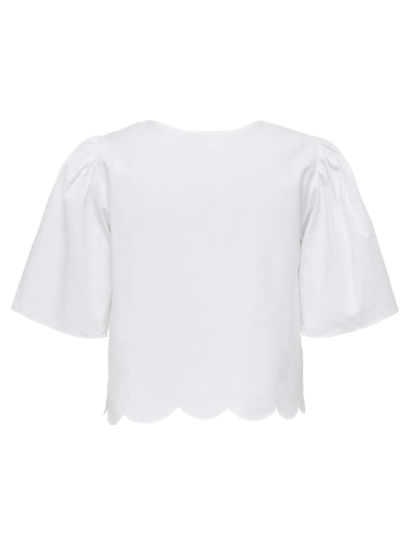 JDY Blusen*ALICE S/S TIE TOP WVN Bright White