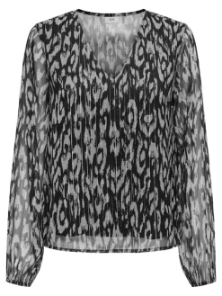 JDY Blusen*CODY L/S V-NECK TOP WVN DIA Black