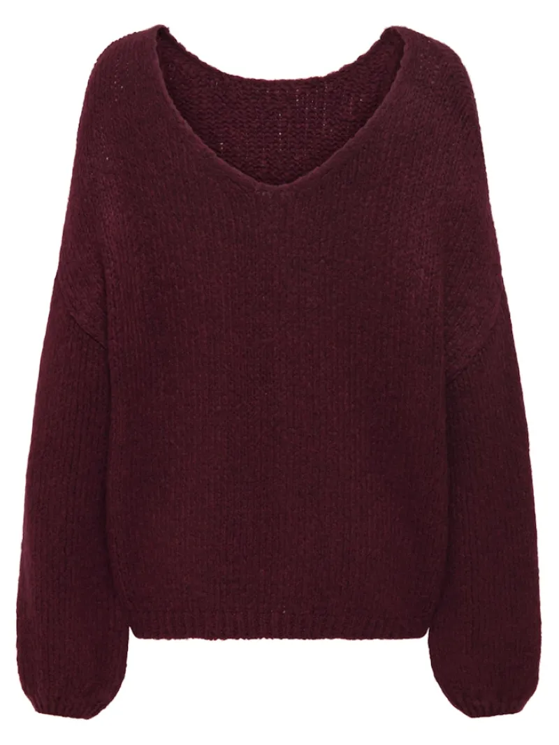 JDY Pullover & Sweatshirts*DINEA L/S REVERSIBLE PULLOV. KNT NOOS cabernet