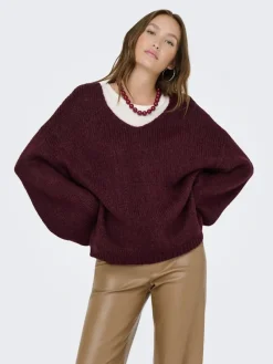 JDY Pullover & Sweatshirts*DINEA L/S REVERSIBLE PULLOV. KNT NOOS cabernet