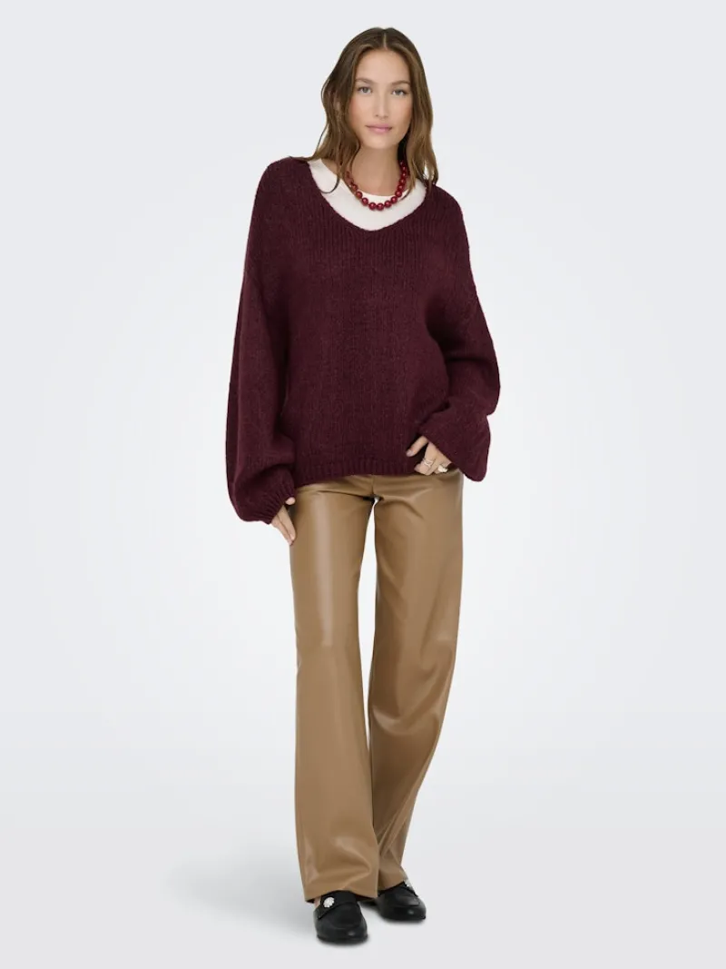 JDY Pullover & Sweatshirts*DINEA L/S REVERSIBLE PULLOV. KNT NOOS cabernet