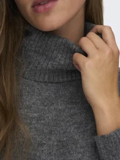 JDY Kleider*ELANORA L/S COWLNECK DRESS KNT NOOS Dark Grey Melange