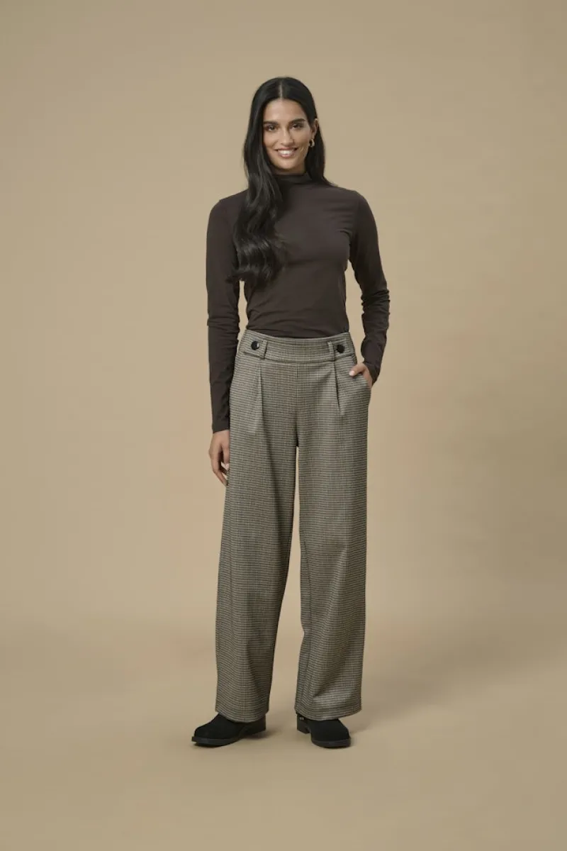 JDY Hosen*GEGGO MIA LONG CHECK PANT JRS NOOS cobblestone1